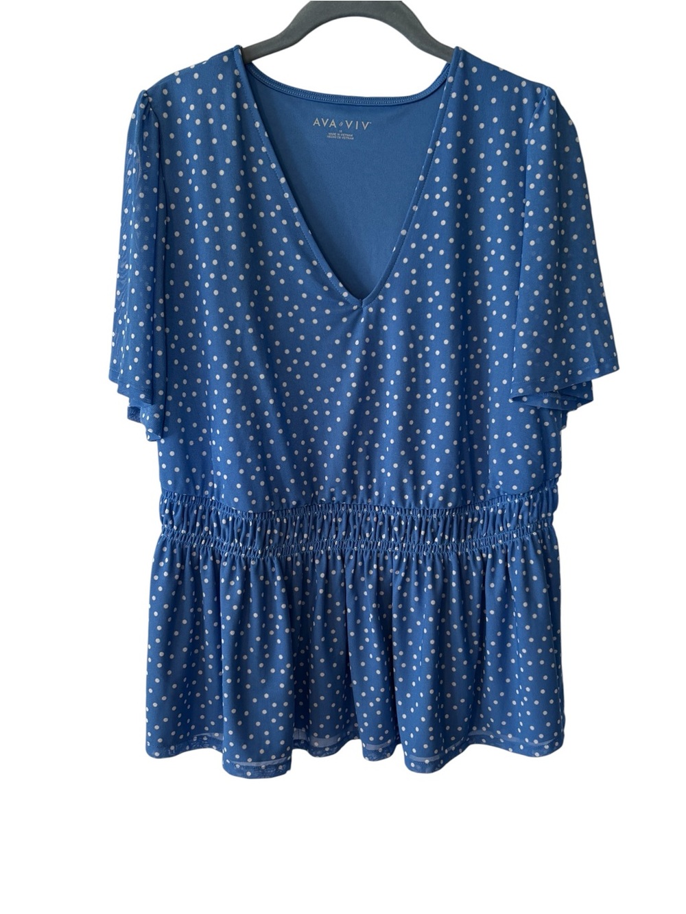 Ava & Viv Blue Polka Dot Blouse